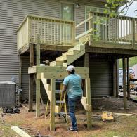 Two story deck installation